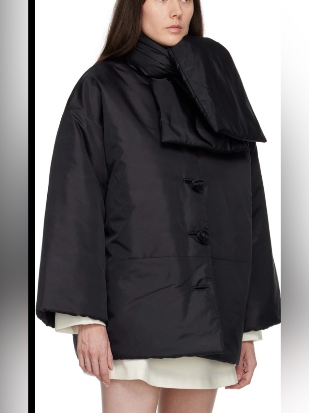 Toteme Padded scarf Black Puffer Jacket with Toggle Closure